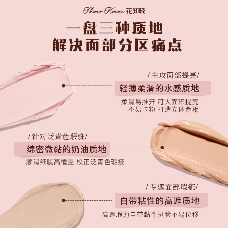 Flower Knowledge Sweetheart Bear Series Four-Color Concealer Palette Covers Spots and Brightens Facial Acne Marks 02 Cream Made Perfect New Year Gift