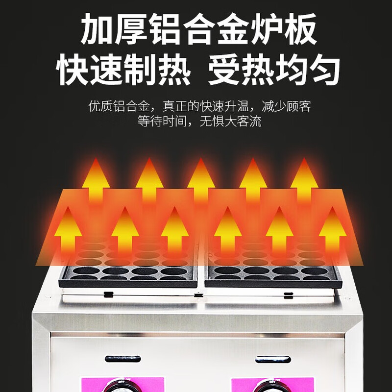 Jinpinxing (JPX) gas octopus pellet machine commercial stall 220V household appliances heating oyster egg fish ball stove natural gas octopus machine 28 holes 56 holes 18 holes 36 holes plug-in electric shrimp bullshit flagship version electric heating model 28 holes normal hole with plug