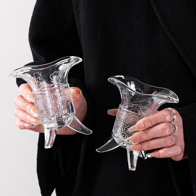 Tao Dian New Chinese Style Qin Shihuang Glass Cold Brew Tea Cup Creative Imperial Cup Antique Three-legged Cup Water Cup Wine Glass 2 Pack 100ml Imperial Cup
