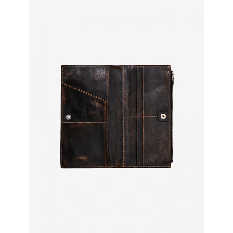 Gele's 25-year-old new cowhide rivet zipper wallet clip, card holder, multiple card slots, large-capacity wallet, elephant gray