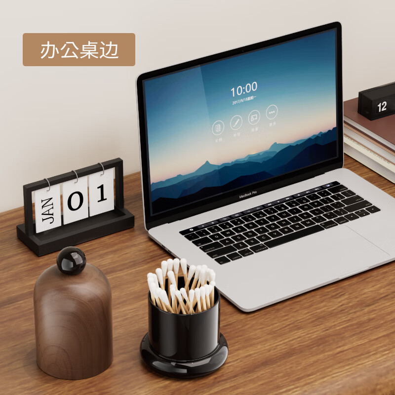 Goldenhome kitchen cabinet (GOLDENHOME) medieval style creative high-end toothpick box living room household light luxury wood grain high-value dental floss cotton swab bucket storage box