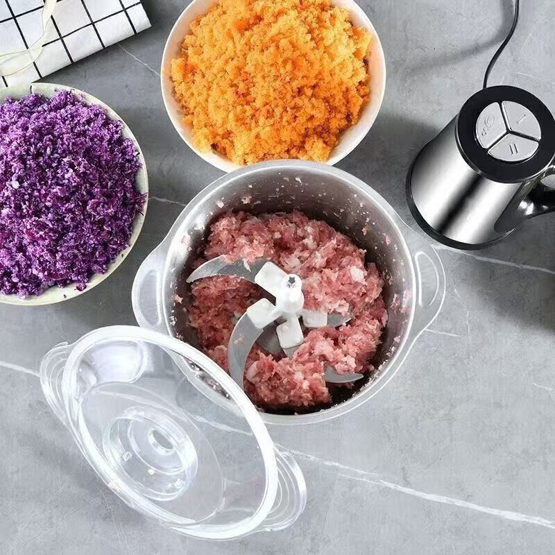 9yang's same German quality movement meat grinder for home use with large capacity and multi-function noodle kneading, three-speed 6-blade knife - strong power (three sets of knives) 5L