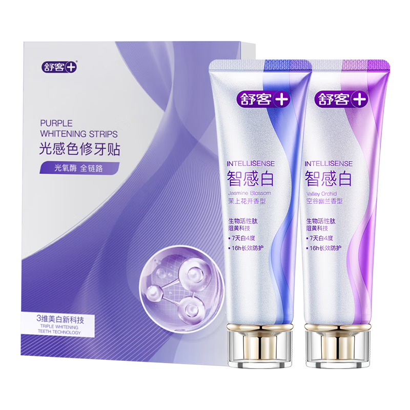 Shuke Color Whitening Teeth Strips 14 Pairs + Intelligent Whitening Toothpaste 240g 7 Days White 4 Degrees 16H Fresh Breath and Remove Odor