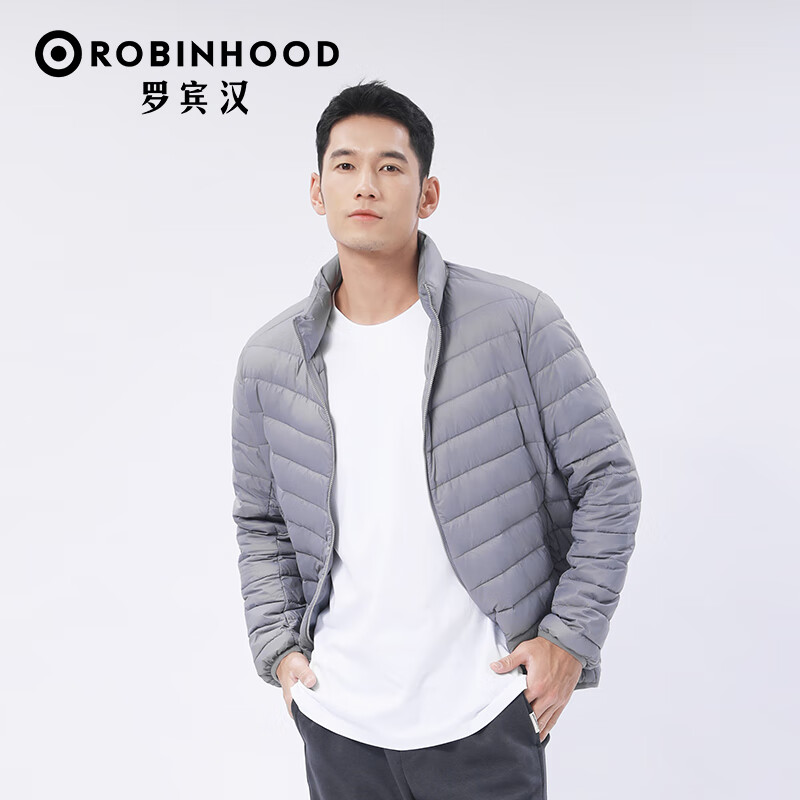 Robin Hood (ROBINHOOD) lightweight stand collar men's down jacket R138Y51130 One size too small, it is recommended to order the next size, medium gray M (170/88A)