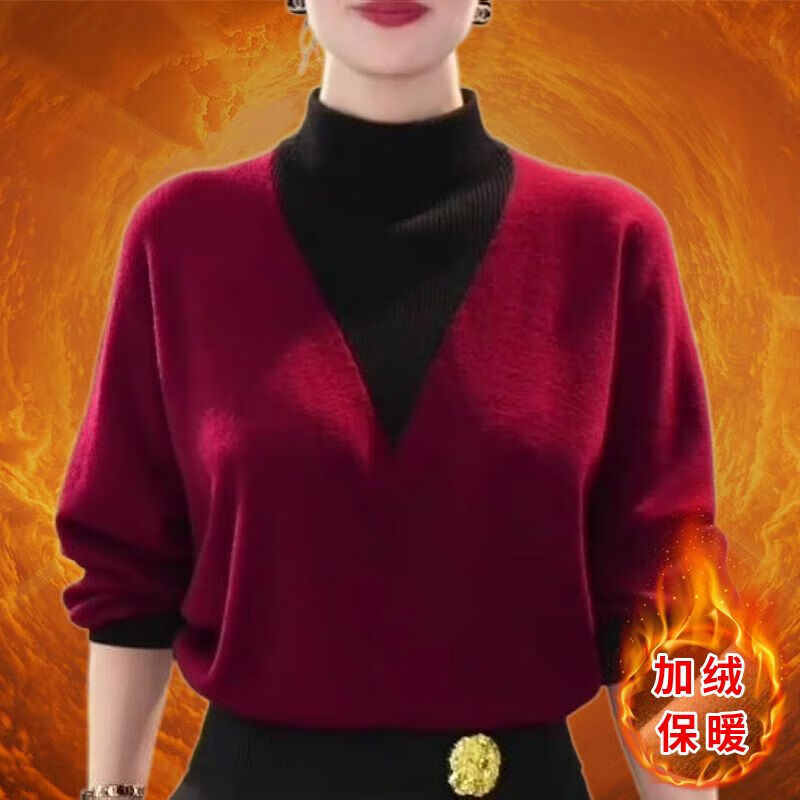 New autumn and winter women's high-neck double-sided German velvet long-sleeved bottoming shirt can be worn outside to cover the belly in a fashionable style. New autumn and winter style. Purple M. Recommended 80-100 pounds.