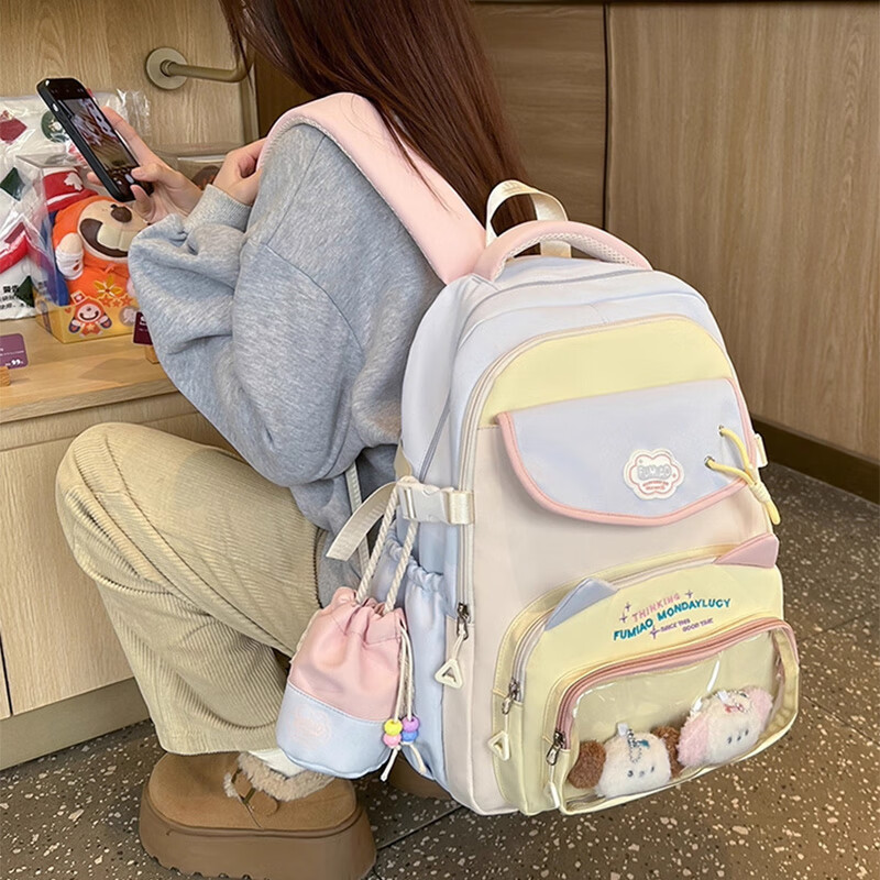 VICTORIATOURIST junior high school student schoolbag female high-profile lightweight backpack high school student college student computer bag burden-reducing large-capacity backpack