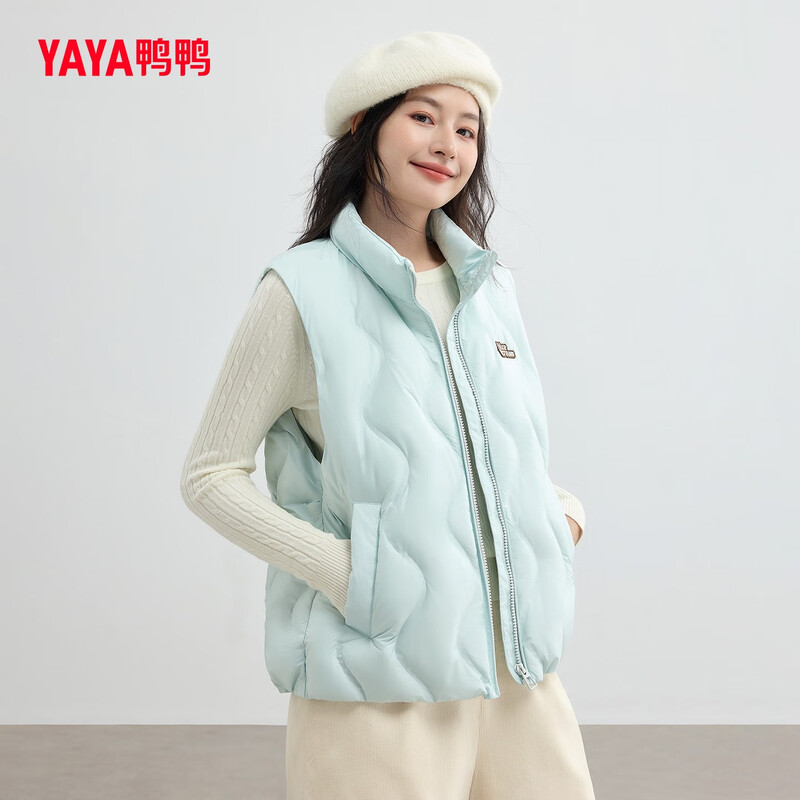 YAYA Down Vest Women's 2025 New Fashion Stand Collar Korean Style Casual Warm Vest Can Be Weared Outside Black L