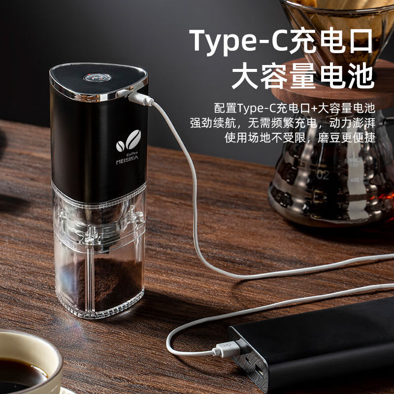 PGY Japan imported quality coffee grinder electric bean grinder grinding powder household small automatic grinding coffee beans portable second generation upgraded gilded version - Mocha Brown 102