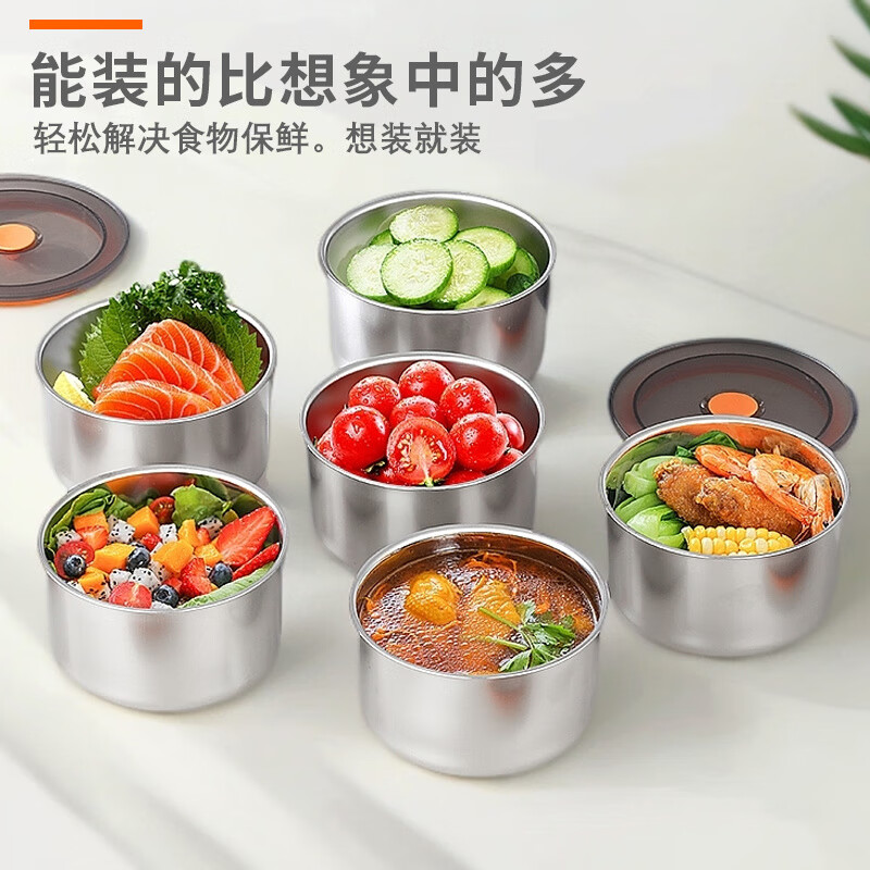 Carole Fresh-keeping Bowl with Lid Thickened Stainless Steel Refrigerator Storage Box with Rice Packing Box Picnic Box Steaming Storage Box Steel Sealed No Odor In Activity 2 Bowls + 2 Sealing Lids + 2 Ventilation Valves Deepened