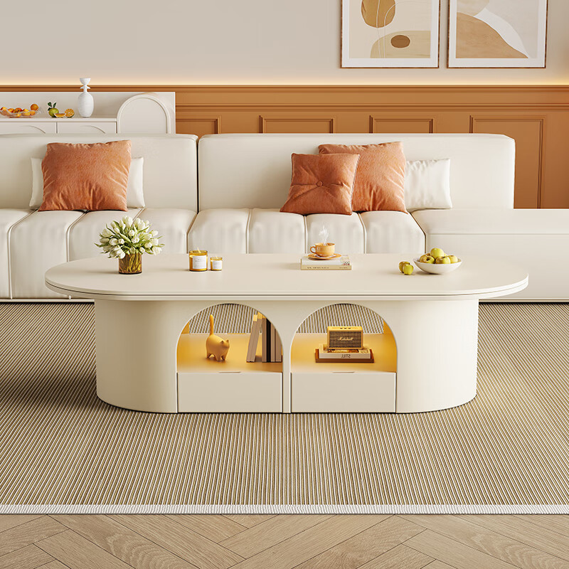 Home slate coffee table cream style living room small apartment creative light luxury high-end home modern small table 2026 new style white pure white matte slate 120*60*45