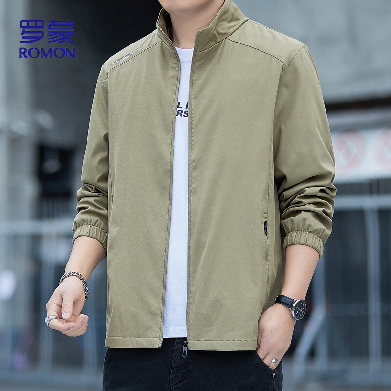 Lomon jacket men's autumn versatile and comfortable business casual stand collar executive cadre top jacket men 2366 Khaki XL