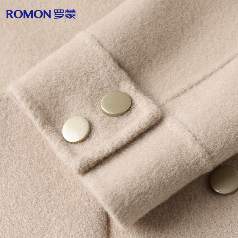 Romon 100% pure wool double-sided woolen coat for women autumn and winter lapel woolen coat short small mother's top