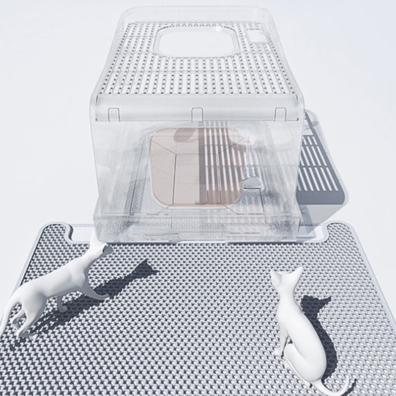 COCS Double Layer Cat Litter Mat Anti-leaking Large Cat Litter Box Sand Control Mat Anti-Splash Filter Sand Leaking Cat Toilet Foot Mat Floor Mat Double Layer Cat Litter Mat Medium (56*43cm)