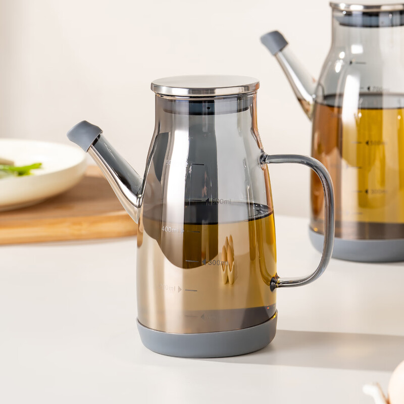 Onlycook high borosilicate glass oil bottle household graduated oil bottle kitchen special anti-leak spout non-hanging oil pouring oil bottle-600