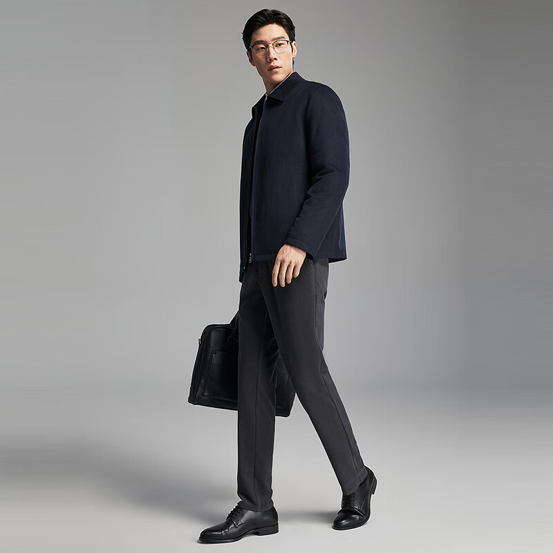 YOUNGOR Removable Down Liner Autumn and Winter Wool Lapel Executive Down Jacket Navy L175/96A