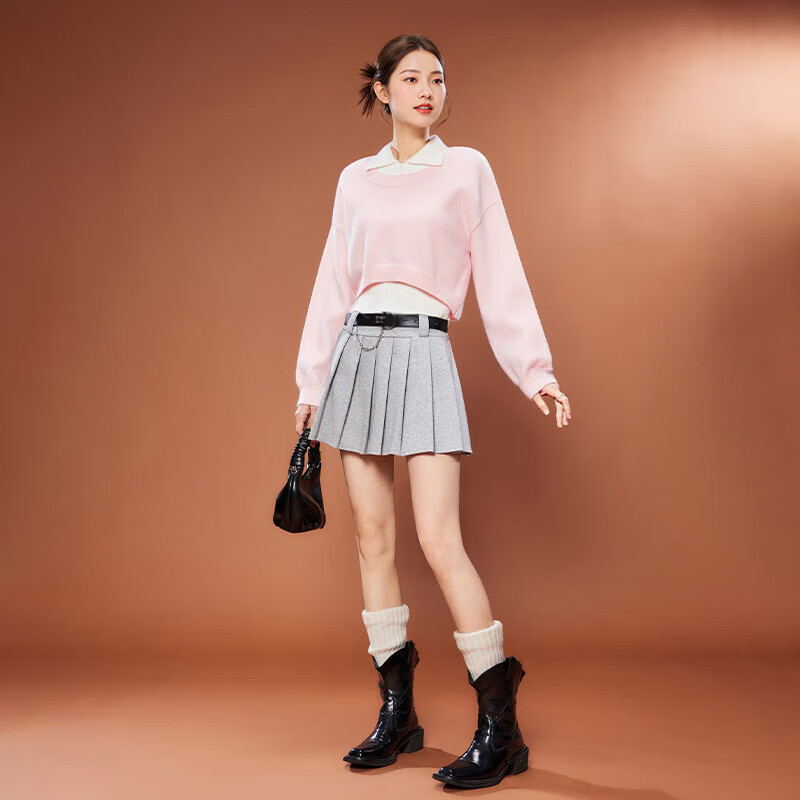 IEF/Aiyifu 2025 autumn and winter new Korean style college style age-reducing commuting versatile woolen two-piece top
