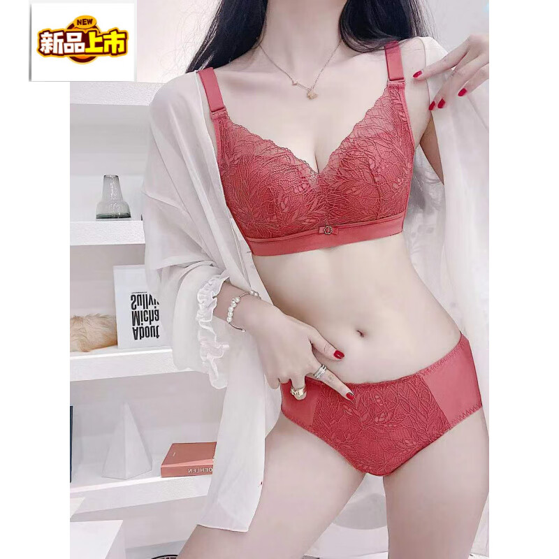 MIDNITE STAR Adjustable Underwear Set Women's Push Up Comfortable Secondary Breast Control Anti-Sagging Underwear Women's Wireless Bra Green Set (Underwear + Panties) 70A 32