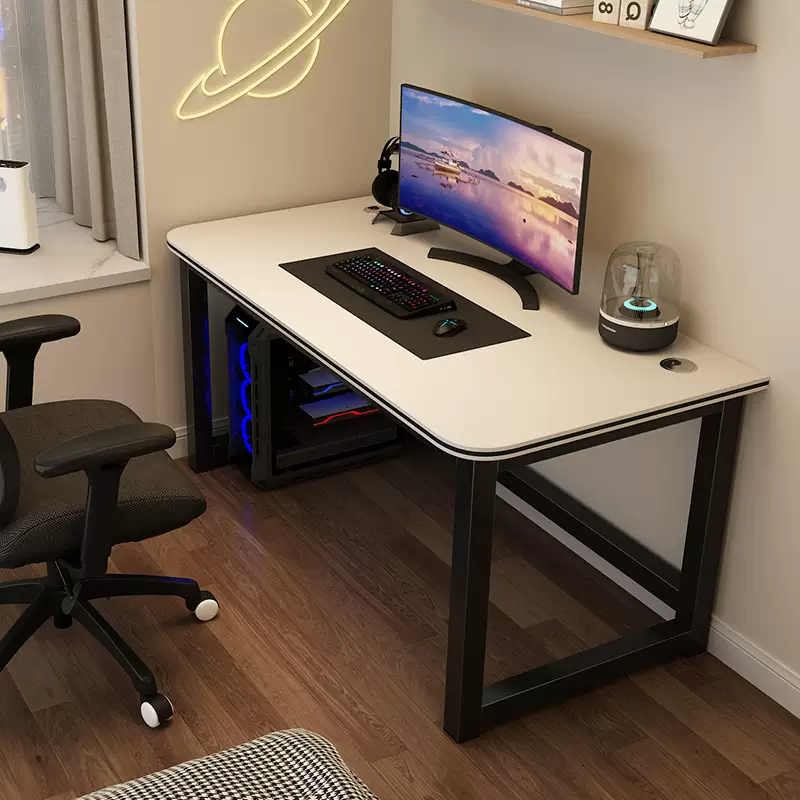 Yusenyi computer desktop table, home e-sports table, simple modern office desk, long table, study table, student office, white desktop - black table legs (reinforced version), hot-selling color 80x40x74cm