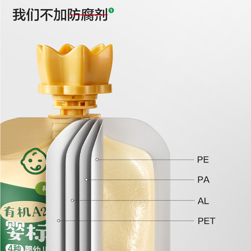 Baby is craving for organic A2 baby-labeled yogurt. Yogurt food snacks for infants and young children over 6 months old. Portable independent packaging. Organic A2 baby-labeled yogurt 85g*10 bags (original flavor).