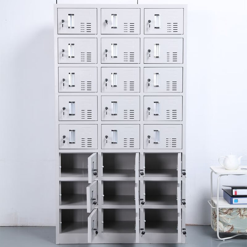 Hard hat storage cabinet 40 dust-free workshop factory employee locker shoe cabinet 24-door layered locker with locking roll cabinet information filing cabinet Thirty-two door locker (gray white) 0.9mm ultra-thick and durable