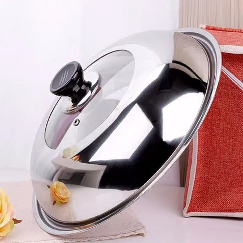 Pot lid, household stainless steel pot lid, thickened tempered glass lid, frying pan, steamer, electric pot lid, non-stick pot, all stainless steel, thickened stainless steel, 28 lids, suitable (26-27.5 caliber)