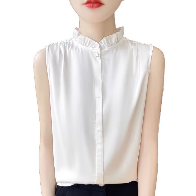 2025 shirt French lace sleeveless top temperament professional wear versatile western style vest bottoming T-shirt C760256 white L L100-110 catties