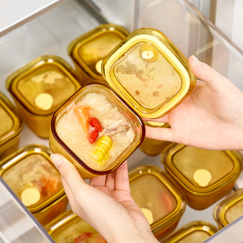 WELLMEET glass frozen soup packaging box food grade frozen soup refrigerator crisper soup stock chicken soup frozen storage special soup box 270ml 2-piece set