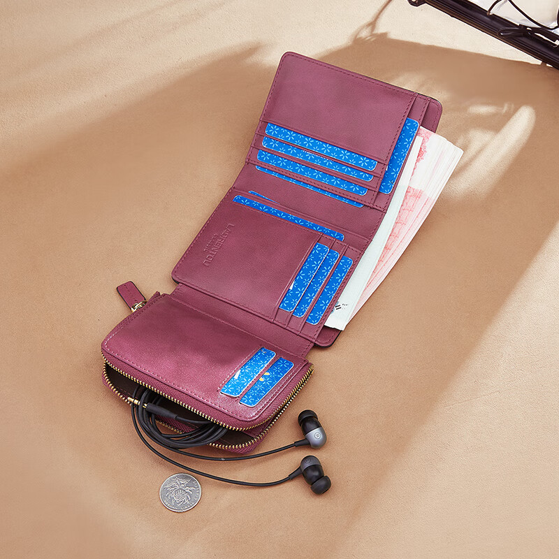 Old man's head cowhide women's wallet large capacity short coin card holder money note holder clutch bag light luxury birthday gift for girls