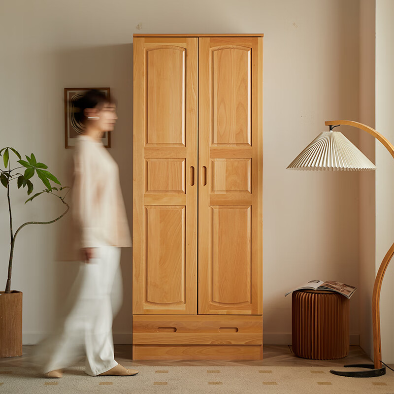 Jinduoxi solid wood wardrobe modern simple storage cabinet wardrobe environmentally friendly beech all solid wood door bedroom wardrobe