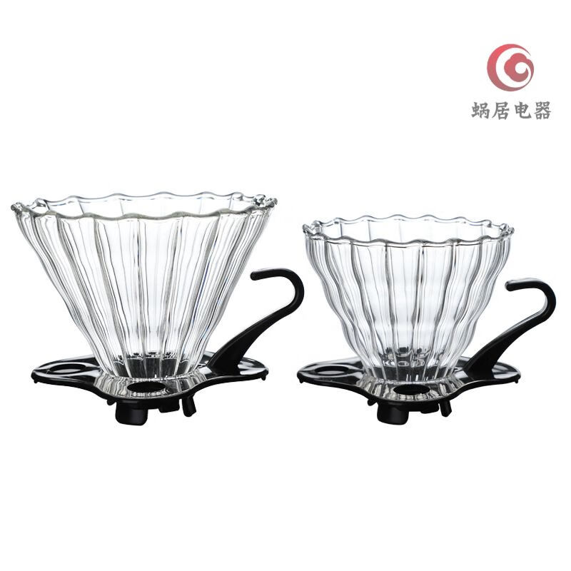 Popular thickened handmade glass coffee funnel V60 drip filter cup striped glass coffee large supportless funnel