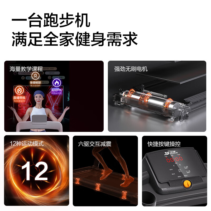 Yijian home treadmill intelligent interconnection shock absorption and noise reduction foldable small walking machine home sports fitness equipment brand special price impulse P2 upgraded model