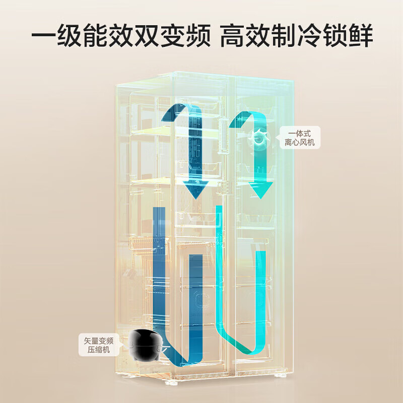 Rongsheng 637-liter double-door door-to-door refrigerator household first-class air-cooled frost-free frequency conversion energy-saving ultra-thin large capacity BCD-637WD11HP trade-in national subsidy aircraft carrier capacity 637-liter refrigerator first-class energy efficiency dual frequency conversion