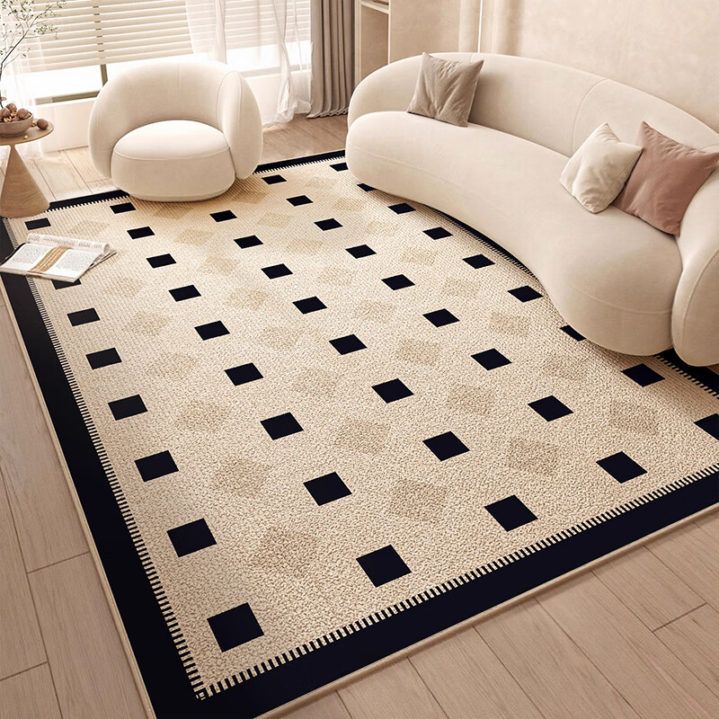 Muni carpet living room cream style wipeable home bedroom bedside mat light luxury high-end atmosphere coffee table sofa carpet coffee color cream (140 200cm)