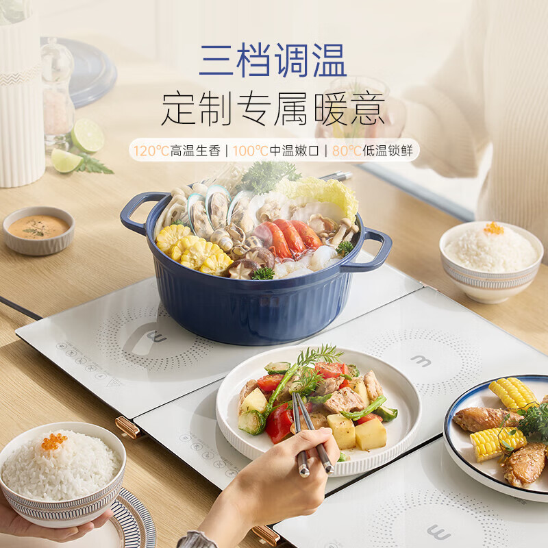 Morphyrichards Folding Warming Board Multifunctional Slim Hot Chopping Board Insulation Board Home Warming Mat Electric Ceramic Stove Hot Food Artifact New Year's Day New Year Gift Heating, Steaming and Dual-Purpose 25 Years New | Can Hold 4-6 Dishes MR8308