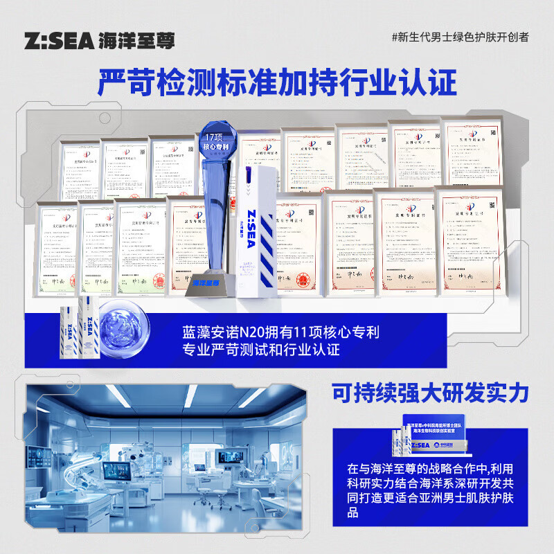 Ocean Supreme Multi-Effective Revitalizing Milk 60g Oil Control, Acne, Hydration, Moisturizing, Night Repair Care Kit, Skin Care Products, Face Cream, Men's Gift