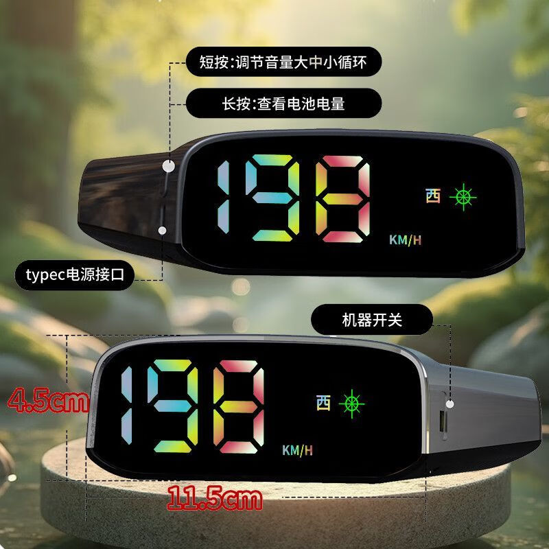 New solar-powered wireless electronic dog speed detector Beidou wireless radar safety warning device HUD head-up display SN9 - ready to use after power-on