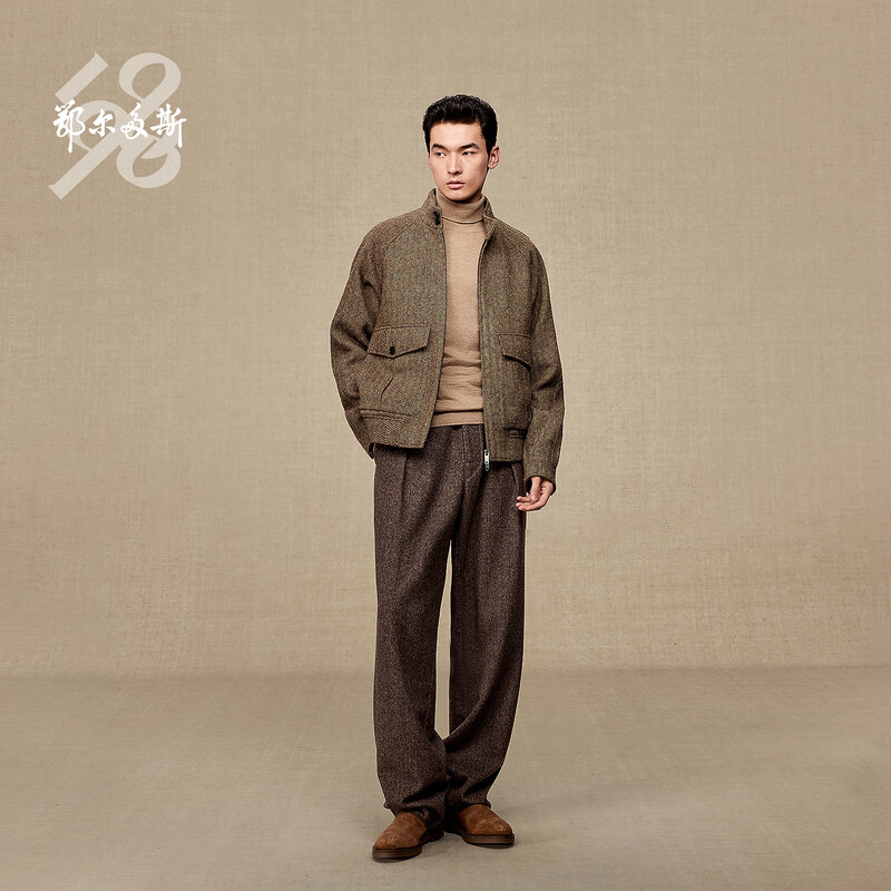 Ordos 1980 new men's woven jacket 2025 autumn and winter earth brown L 175/96A