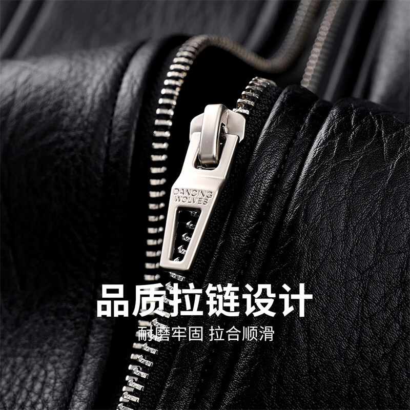 Dances with Wolves Down Liner PU Leather Lapel Jacket Men's 2025 Autumn and Winter New Graphene Warm Men's Jacket 1002 Black 001 XL (180)