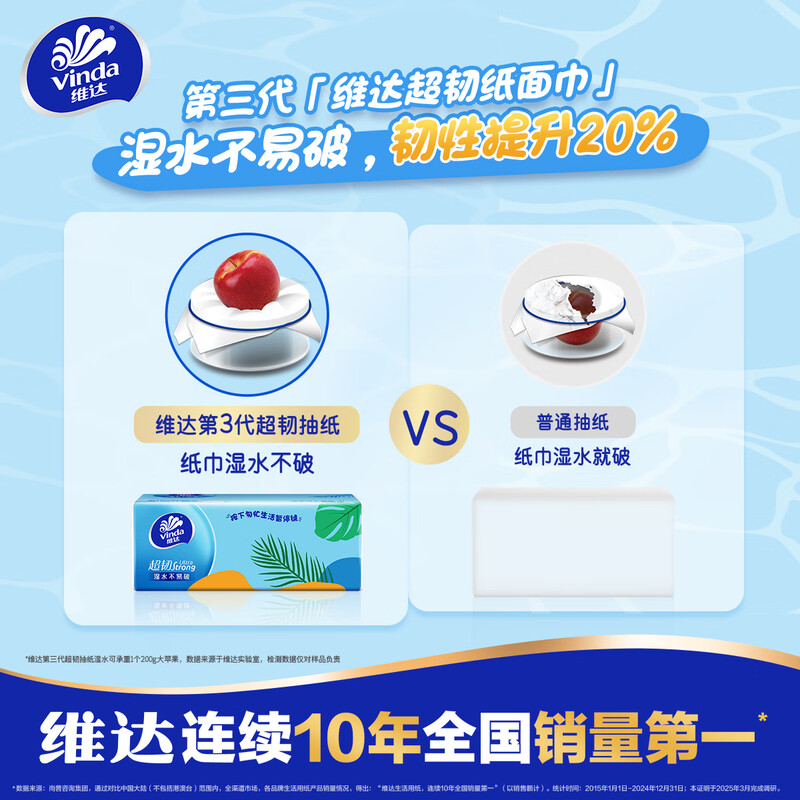 Vinda tissue paper, ultra-tough 3-layer 110-tissue paper*24 pack S size, not easy to break when wet, toilet paper and facial tissue, new and old, randomly distributed