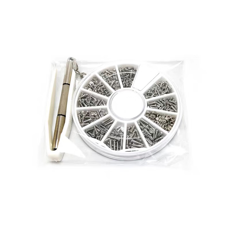 Lu Huichang glasses small screws glasses screws nut cap tools sunglasses nose pads pile head hinge screw glasses accessories silver 12 specifications 72 pcs or so screwdriver included