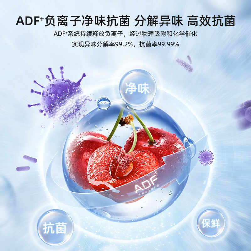 Meiling Storage Division 550L Cross Door Refrigerator Class One Energy Efficiency Dual Frequency Conversion Odor Purifying Antibacterial Intelligent Variable Temperature Frost-Free Large Capacity Xingyu Gray BCD-550WSP9CX National Subsidy