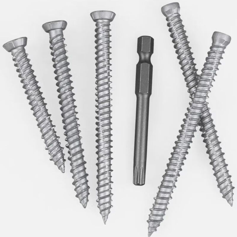 Bun Peng self-cutting screws for doors and windows, German-style concrete broken bridge installation nails, plum blossom self-tapping road rust treasure, German-style galvanized big head 7.5*72, No. 5 pack, 200 pieces + two plum blossom bits + two electric hammer drill bits