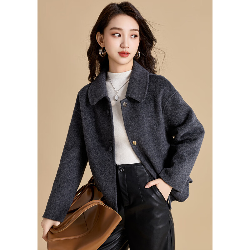 Kebel sheep wool double-sided woolen coat for women 2025 new autumn and winter temperament slim small fragrant style woolen coat L
