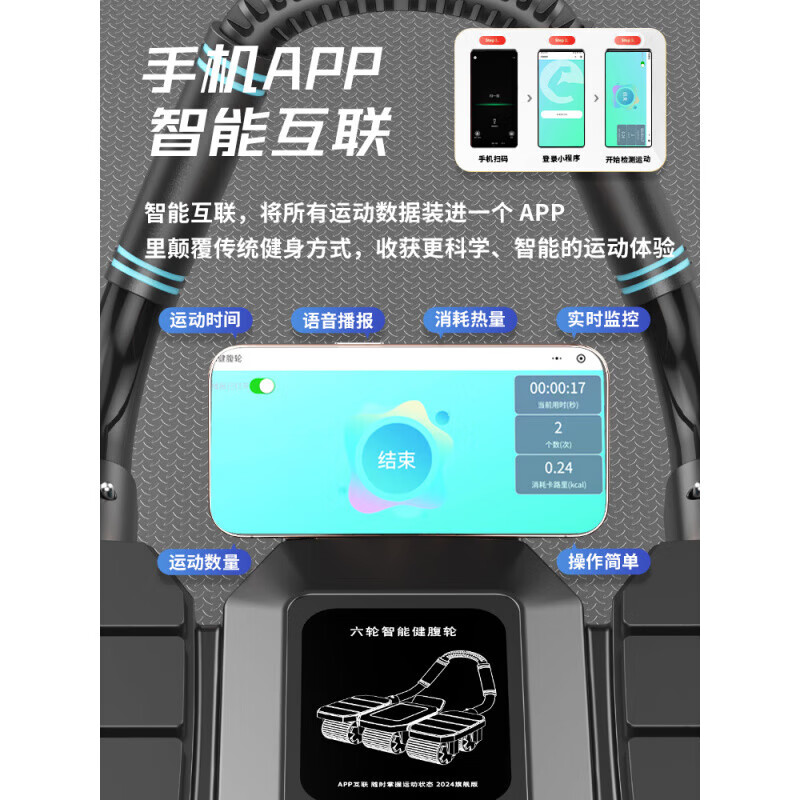 Han Chang Abdominal Wheel Rebound 2025 Abdominal Muscle Magic Tool Slim Belly New Six-Wheel Abdominal Wheel Sports Fitness Equipment 2025 Flagship Knee Pad 3-piece Set Luxurious Six-Wheel 6 Elbow