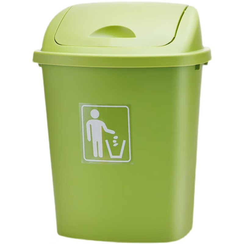 Large thickened swing lid commercial outdoor 30L green trash can with glasses sticker