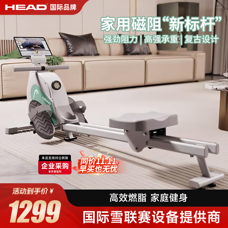 HEAD PROFASIONAL rowing machine home self-generating smart magnetically controlled magnetic resistance fitness equipment indoor aerobic and anaerobic exercise white self-generating 32-level resistance real-life training