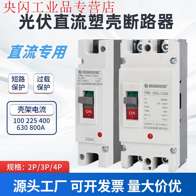 Shanghai People's DC air switch molded case circuit breaker 2P125A200A250ADC500V 2P 100A