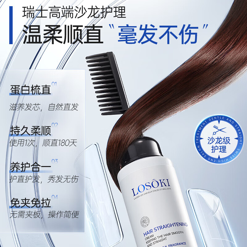 Losoki Swiss imported protein correction hair straightening cream no-pull household bangs hair styling supple straightening perm softener