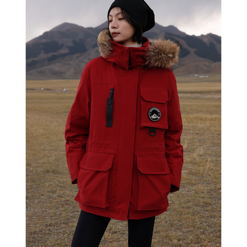 Demana three-proof outdoor winter 90 goose down removable hooded fur collar workwear mid-length women's down jacket