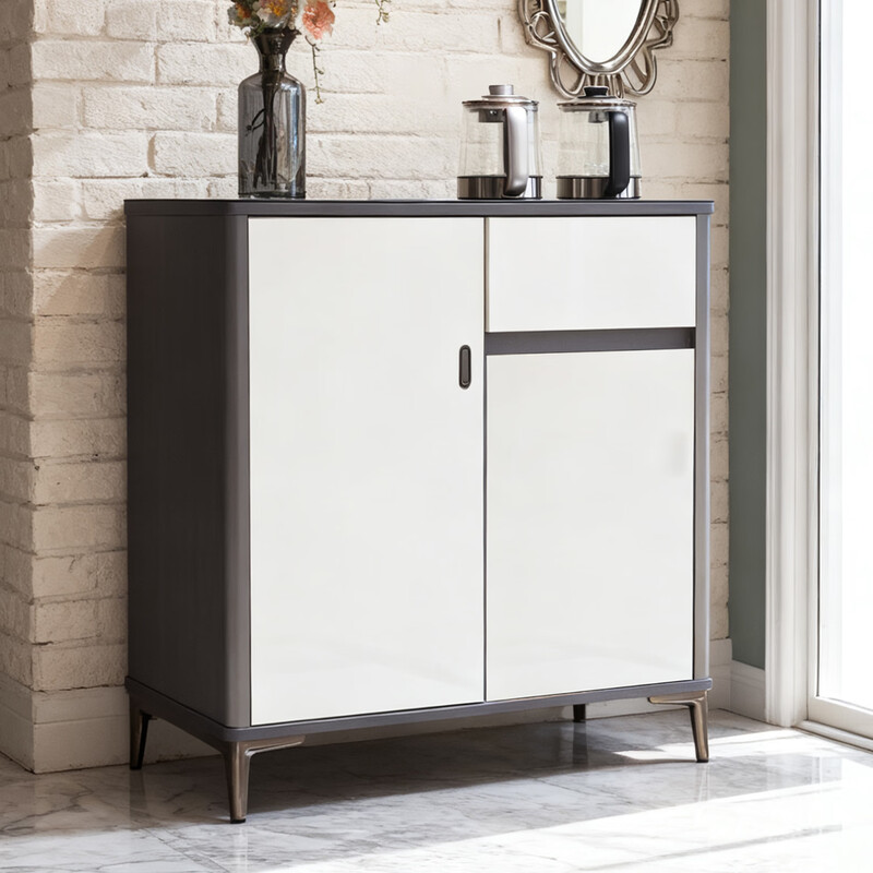 Zetian office use high-end smart tea bar machine all-in-one cabinet health-preserving tea making with large refrigerator refrigeration and freezing home dining side cabinet SM-DP-01-two-door refrigerator tea bar machine-cream white instant refrigeration type